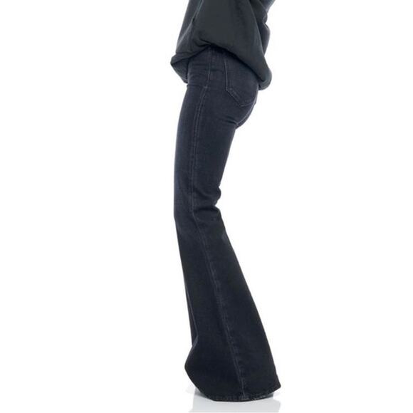 FP - Sandrine Rose Super Flare Destroyed Black High-rise Jeans - NWT - Size 31 - Picture 1 of 6